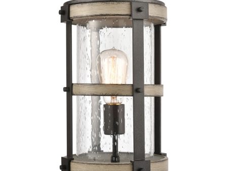 Crenshaw 1-Light Outdoor Post Mount Anvil Iron Distressed Antique Graywood Seedy Glass Hot on Sale