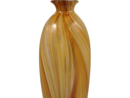 Wheat Tall Hand Blown Art Glass Vase For Sale