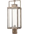 Crested Butte 1-Light Outdoor Post Mount Vintage Brass Clear Glass Enclosure For Discount