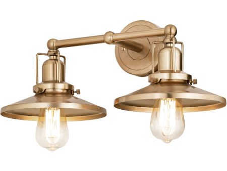 English Pub 2-Light vanity-Light  Satin Brass For Sale