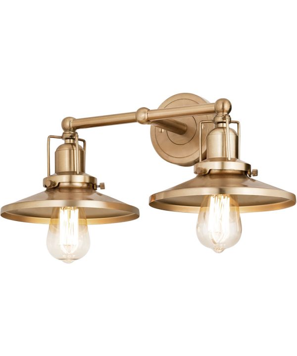 English Pub 2-Light vanity-Light  Satin Brass For Sale