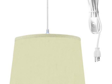 12 W 1 Light Swag Plug-In Pendant  Drum Egg Shell Shantung Shade White Cord Online