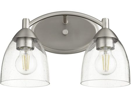 14 W Barkley 2-light Bath Vanity Light Satin Nickel w  Clear Seeded Online Sale