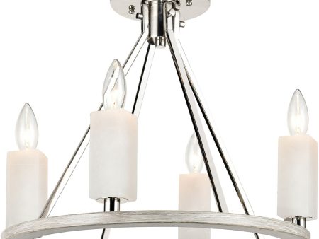 White Stone 4-Light semi flush mount  Polished Nickel   Sunbleached Oak Sale