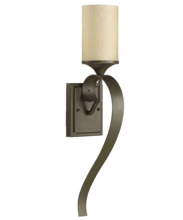 5 W Atwood 1-Light Wall Sconce  Oiled Bronze Amber Scavo Glass Shade For Cheap