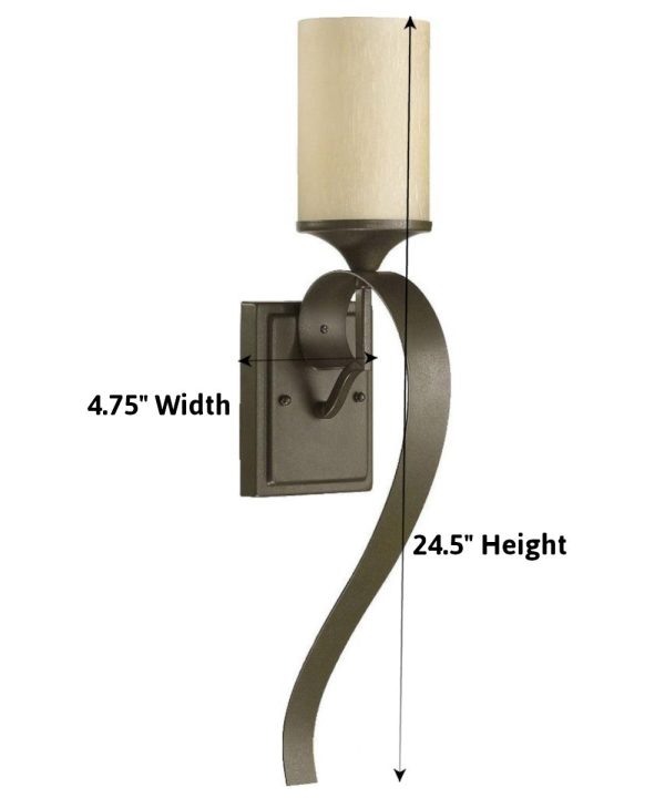 5 W Atwood 1-Light Wall Sconce  Oiled Bronze Amber Scavo Glass Shade For Cheap