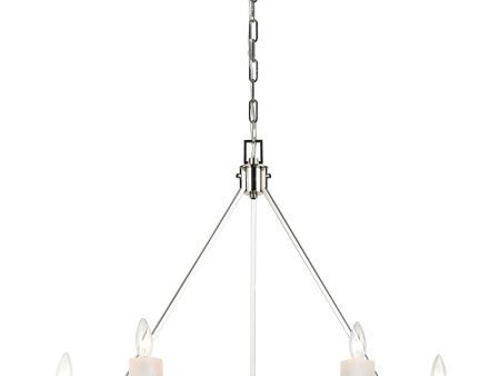 White Stone 6-Light chandelier  Polished Nickel   Sunbleached Oak on Sale