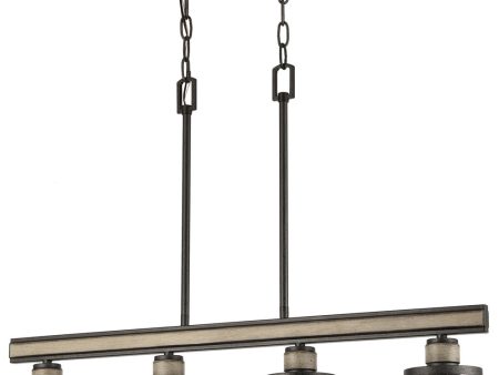 Beaufort 4-Light Island-Light Anvil Iron Distressed Antique Graywood Seedy Glass Online now