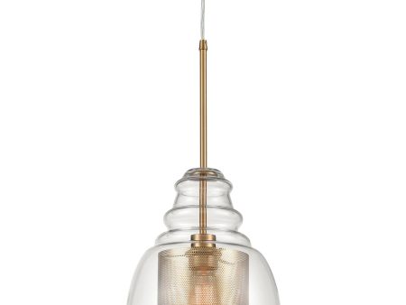 Herndon 1-Light Pendant Antique Gold Clear Glass Antique Gold Perforated Metal Cylinder Fashion