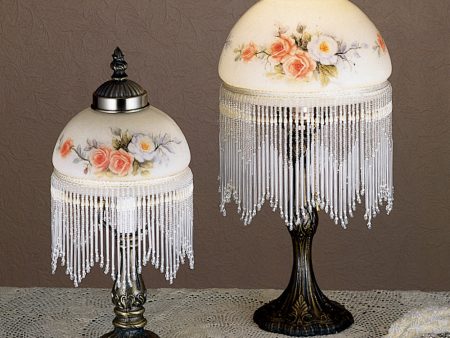 8 H Roussillon Rose Bouquet Fringed Mini Lamp on Sale