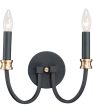 12 W Charlton 2-Light Wall Sconce Black   Antique Brass on Sale