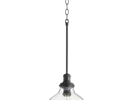 12 W 1-light Pendant Noir w  Clear Seeded Supply