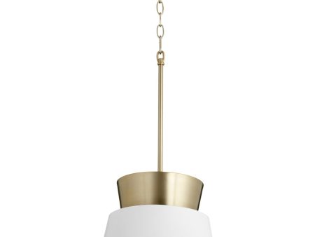 12 W 1-light Pendant Studio White   Aged Brass Online now