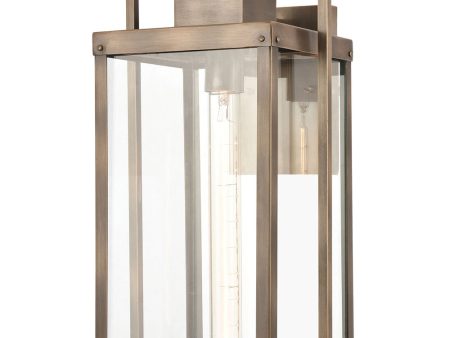 Crested Butte 1-Light Outdoor Sconce Vintage Brass Clear Glass Enclosure For Sale