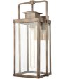 Crested Butte 1-Light Outdoor Sconce Vintage Brass Clear Glass Enclosure For Sale