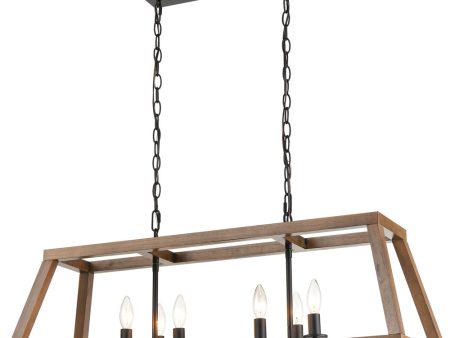 Barrow 6-Light Island-Light Birchwood Matte Black Discount