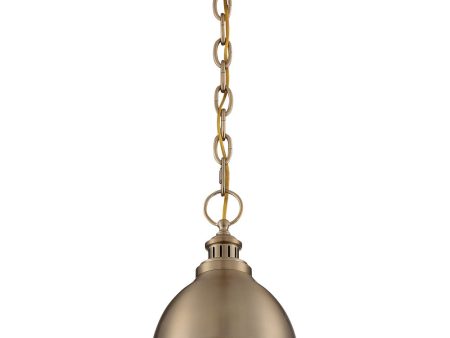 9 W Ronan 1-Light Pendant Burnished Brass For Discount