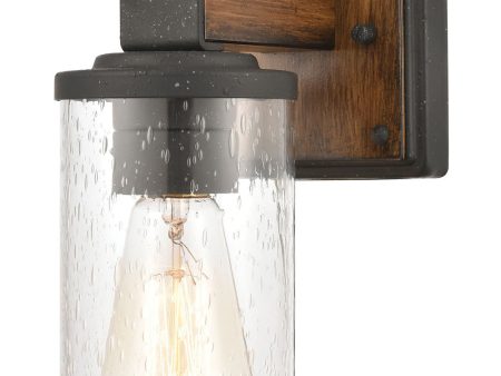 Crenshaw 1-Light Vanity-Light Ballard Wood Distressed Black Seedy Glass Hot on Sale