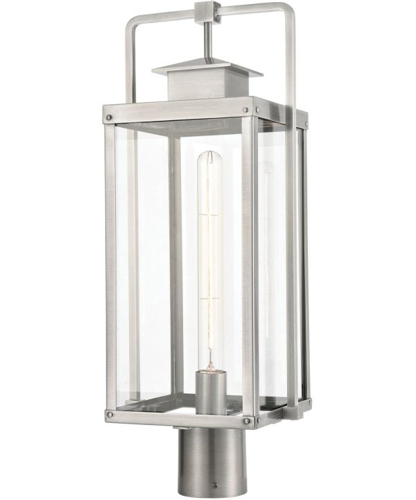 Crested Butte 1-Light Outdoor Post Mount Antique Brushed Aluminum Clear Glass Enclosure Online now