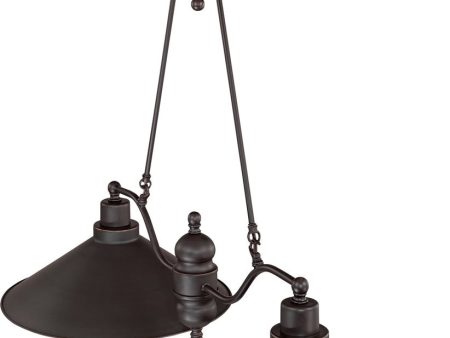 40 W Bridgeview 2-Light Pendant Mission Dust Bronze For Sale