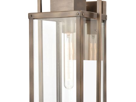 Crested Butte 1-Light Outdoor Sconce Vintage Brass Clear Glass Enclosure Cheap