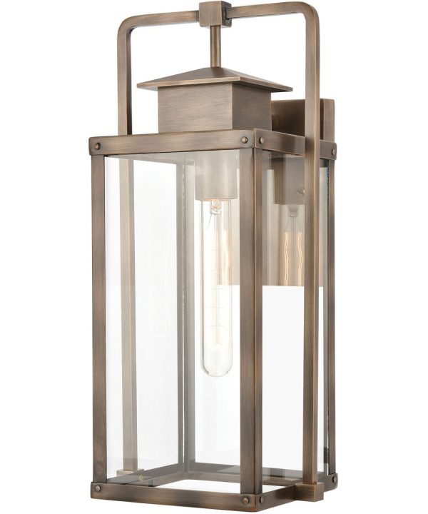 Crested Butte 1-Light Outdoor Sconce Vintage Brass Clear Glass Enclosure Cheap