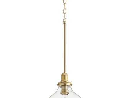 12 W 1-light Pendant Aged Brass w  Clear on Sale