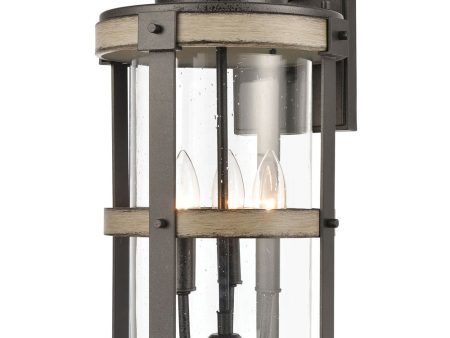 Crenshaw 3-Light Outdoor Sconce Anvil Iron Distressed Antique Graywood Seedy Glass Cheap