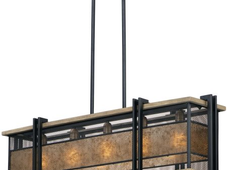 45 W Boundry 5-Light Linear Pendant Black   Barn Wood   Antique Brass Online Hot Sale