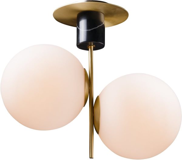 10 W Vesper 2-Light Semi-Flush Satin Brass   Black Sale