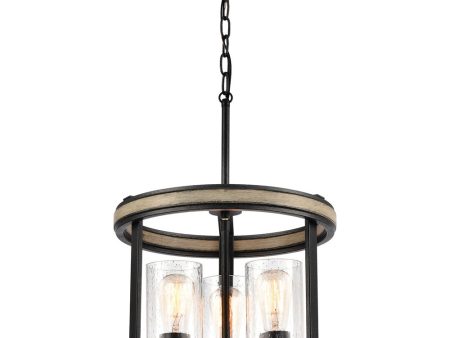 Beaufort 3-Light Pendant Anvil Iron Distressed Antique Graywood Seedy Glass Hot on Sale