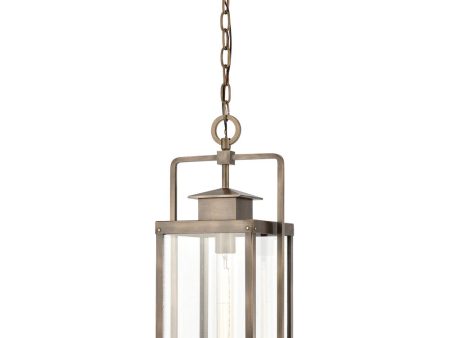 Crested Butte 1-Light Outdoor Pendant Vintage Brass Clear Glass Enclosure Online Hot Sale