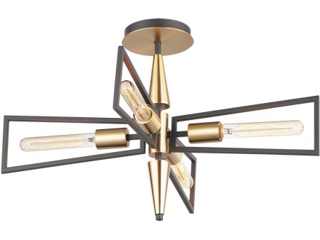 Wings 4-Light Flush Mount Black   Satin Brass Online Hot Sale