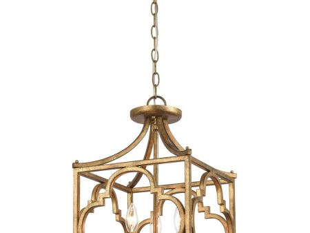 Wembley 3-Light Chandelier Antique Gold For Sale