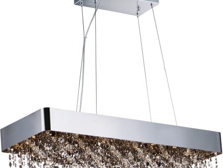 32 W Mystic 22-Light LED Linear Island Pendant Polished Chrome Online Hot Sale