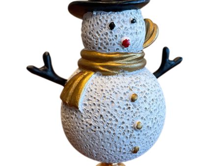 4 H Silver and Gold Christmas Snowman Lamp Finial Online now