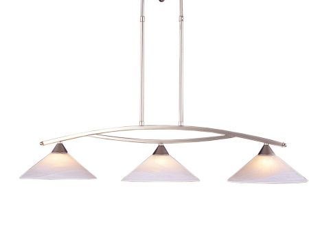 43 W Elysburg 3-Light LED Island Satin Nickel White Glass Online now