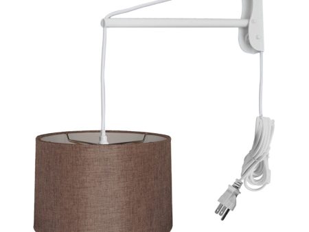 14 W MAST Plug-In Wall Mount Pendant 1 Light White Cord Arm Chocolate Burlap Online