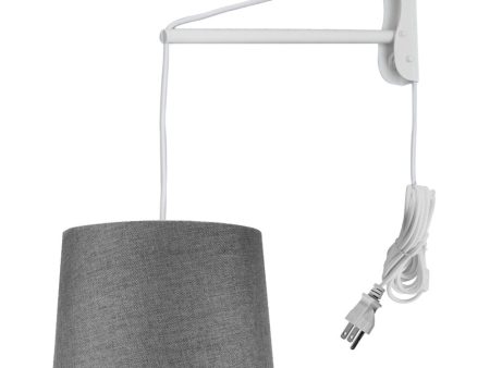 14 W MAST Plug-In Wall Mount Pendant 1 Light White Cord Arm Granite Gray Shade For Sale