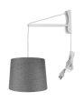 14 W MAST Plug-In Wall Mount Pendant 1 Light White Cord Arm Granite Gray Shade For Sale