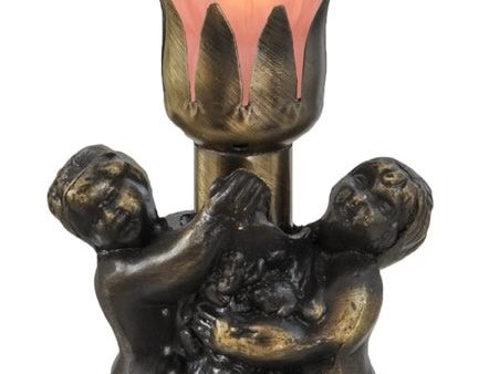 13 H Pink and Blue Twin Cherub Pond Lily Mini Lamp Online