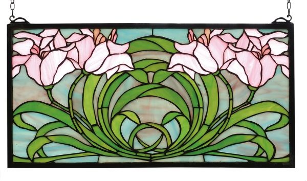 11 H x 22 W Calla Lily Stained Glass Window For Cheap