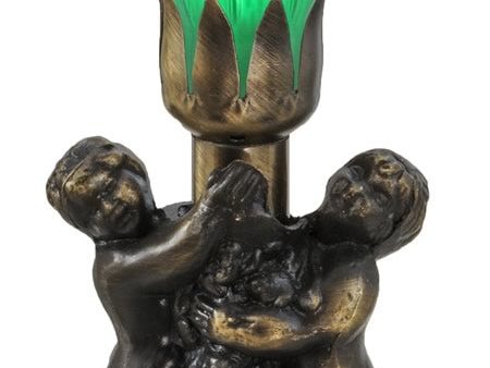 13 H Green Twin Cherub Pond Lily Mini Lamp Supply