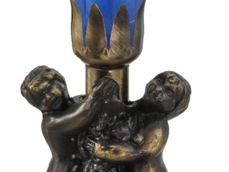 13 H Blue Twin Cherub Pond Lily Mini Lamp Supply