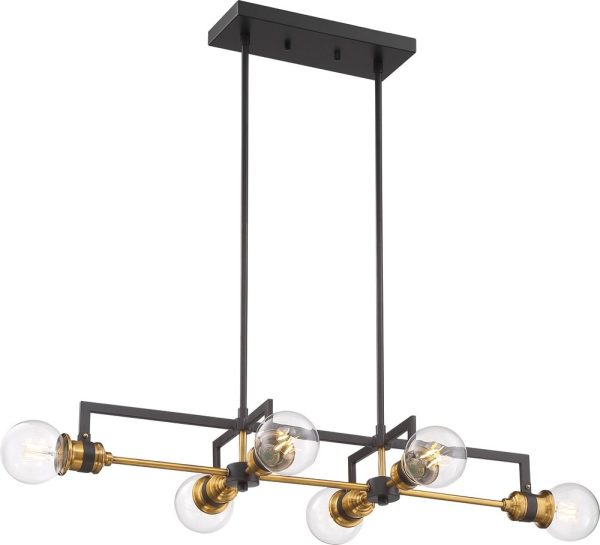 33 W Intention 6-Light Pendant Warm Brass   Black Online Sale