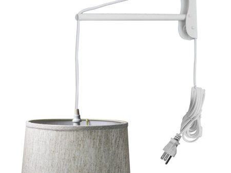 14 W MAST Plug-In Wall Mount Pendant 1 Light White Cord Arm Textured Oatmeal Shade on Sale