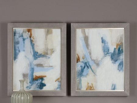 32 H x 26 W Intermittent Abstract Modern Art Set of 2 For Sale