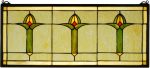 11 H x 26 W Arts & Crafts Bud Trio Stained Glass Window For Sale