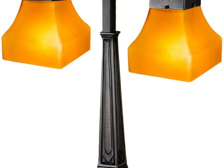 20 H Bungalow Frosted Amber 2 Arm Desk Lamp For Sale