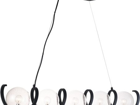 49 W Curlicue 5-Light Pendant Black   Polished Nickel Online Sale